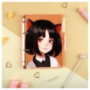 Тетрадь на кольцах 120л., А5, клетка MESHU «Neko», с пластиковой обложкой