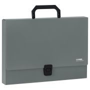 Папка-портфель 1 отделение СТАММ «Стандарт» А4, 1000мкм, на замке, пластик, серая