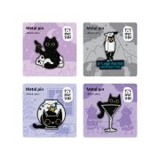 Набор металлических значков MESHU «Black cats», эмаль, 4шт, картонная подложка, европодвес