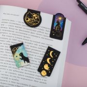 Закладки магнитные для книг, 4шт., MESHU «Moon cat», софт-тач, фольга