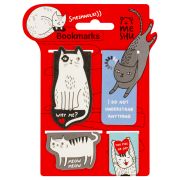 Закладки магнитные для книг, 4шт., MESHU «Funny cat», ламинация с блестками