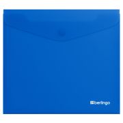 Папка-конверт на кнопке Berlingo «Soft Touch», А5+, 200мкм, софт-тач, синяя