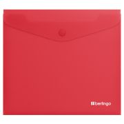 Папка-конверт на кнопке Berlingo «Soft Touch», А5+, 200мкм, софт-тач, коралловая