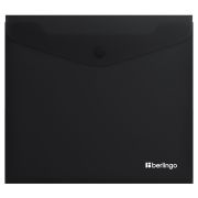 Папка-конверт на кнопке Berlingo «Soft Touch», А5+, 200мкм, софт-тач, черная