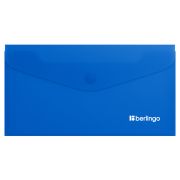 Папка-конверт на кнопке Berlingo «Soft Touch», C6, 200мкм, софт-тач, синяя