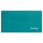 Папка-конверт на кнопке Berlingo «Soft Touch», C6, 200мкм, софт-тач, бирюзовая