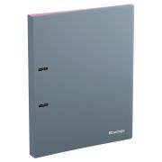Папка на 2 кольцах Berlingo «Soft Touch Pro» A4, 24мм, 700мкм, D-кольца, с внутр. карманом, серая, внутр. лиловая, софт-тач