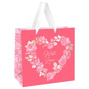 Пакет подарочный 20*20*10см MESHU «Love»,  матовая ламинация