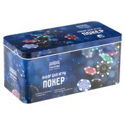 Набор для игры в «Покер», (200 фишек, 2 колоды карт, сукно), металлическя коробка