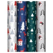 Упаковочная бумага глянц. 70*100см, MESHU «New Year», 80 г/м2, ассорти, 4 дизайна