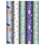 Упаковочная бумага глянц. 70*100см, MESHU «Birthday mood», 80 г/м2, ассорти, 5 дизайнов