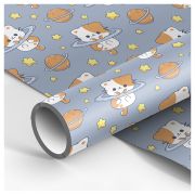 Упаковочная бумага глянц. 70*100см, MESHU «Space kitten», 80г/м2