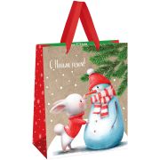 Пакет подарочный 26*32*12см MESHU «Snowman», крафт