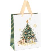 Пакет подарочный 11*14*6,5см MESHU «Christmas mood», фольга,   матовая ламинация