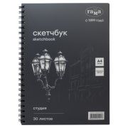 Альбом для графики, 30л., А4, на спирали Гамма «Студия», черный, 140г/м2