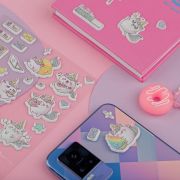 Наклейки объемные MESHU «Cute unicorn», 10*23см, с блестками,  пакет европодвес