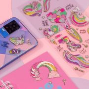 Наклейки гелевые MESHU «Rainbow unicorn», 10*23см, пакет европодвес