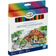 Карандаши цветные Гамма «Классические», 48цв., заточен., картон. упак., европодвес