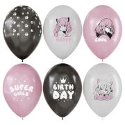 Воздушные шары, 12шт., М12/30см, MESHU «Anime party», пастель, ассорти