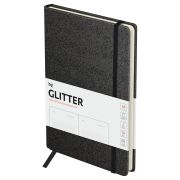 Ежедневник недатированный, А5, 136л., твердый переплет, диз. картон, BG «Glitter. Black», черный, на резинке, карман