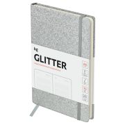 Ежедневник недатированный, А6, 136л., твердый переплет, диз. картон, BG «Glitter. Silver», серебристый, на резинке, карман