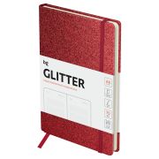 Ежедневник недатированный, А6, 136л., твердый переплет, диз. картон, BG «Glitter. Red», красный, на резинке, карман