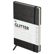 Ежедневник недатированный, А6, 136л., твердый переплет, диз. картон, BG «Glitter. Black», черный, на резинке, карман