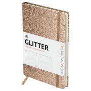 Ежедневник недатированный, А6, 136л., твердый переплет, диз. картон, BG «Glitter. Bronze», бронзовый, на резинке, карман