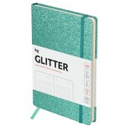 Ежедневник недатированный, А6, 136л., твердый переплет, диз. картон, BG «Glitter. Teal», бирюзовый, на резинке, карман