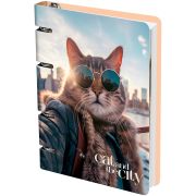 Тетрадь на кольцах А5, 100л., MESHU «Cat and the city», картон, матовая ламинация