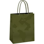 Пакет подарочный 18*23*10см MESHU «Green pattern», выборочный лак,  матовая ламинация