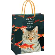 Пакет подарочный 11*14*6,5см MESHU «Moody cat»,  глянцевая ламинация
