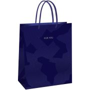 Пакет подарочный 11*14*6,5см MESHU «Blue pattern», выборочный лак, матовая ламинация