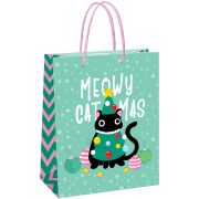 Пакет подарочный 26*32*12см MESHU «Meowy Christmas», выборочный лак, матовая ламинация