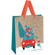 Пакет подарочный 18*23*10см MESHU «New year», фольга, блестки, выборочный лак,  крафт