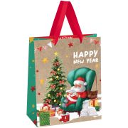 Пакет подарочный 18*23*10см MESHU «Santa», крафт