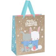 Пакет подарочный 26*32*12см MESHU «Cute bunny», фольга, блестки, крафт