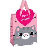 Пакет подарочный 18*23*10см MESHU «Give love», фольга,   матовая ламинация