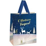 Пакет подарочный 18*23*10см MESHU «Christmas magic», фольга, блестки,   матовая ламинация