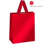 Пакет подарочный 18*23*10см MESHU «Red», ламинация с блестками