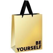 Пакет подарочный 26*32*12см MESHU «Be yourself», металлизированный картон