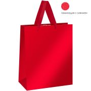 Пакет подарочный 26*32*12см MESHU «Red», ламинация с блестками