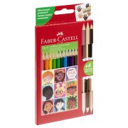 Карандаши цветные Faber-Castell , 12цв.«Дети мира», заточ.+3цв., картон, европодвес.