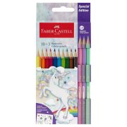 Карандаши цветные Faber-Castell «Unicorn», 10цв., шестигр., заточ.+3 паст. цв., картон, европодвес