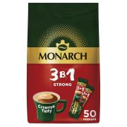 Кофе растворимый Monarch «Strong», 3в1, порошкообразный, порционный, 50 пакетиков*13,5г, мягкая упаковка