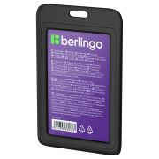 Бейдж вертикальный Berlingo «ID 200», 85*55мм, черный, без держателя, крышка-слайдер