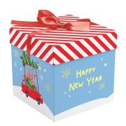 Коробка складная подарочная MESHU «New Year», (15*15*15см), с лентой, отд фольгой
