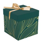 Коробка складная подарочная MESHU «Leaves», (15*15*15см), с лентой, отд фольгой