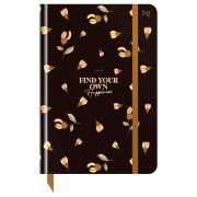 Ежедневник недатированный А5, 136л., 7БЦ BG «Flowery. Black», глянцевая ламинация, отд.фольгой