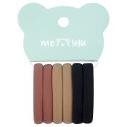 Резинки для волос MESHU «Essence thin», горчичные, каштановые, черные, 6шт., диаметр 4см, европодвес